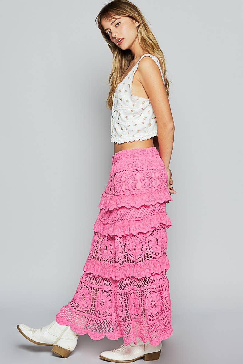 Stella Crochet Lace Ruffle Skirt - ivyandlavyboutique Pol Clothing