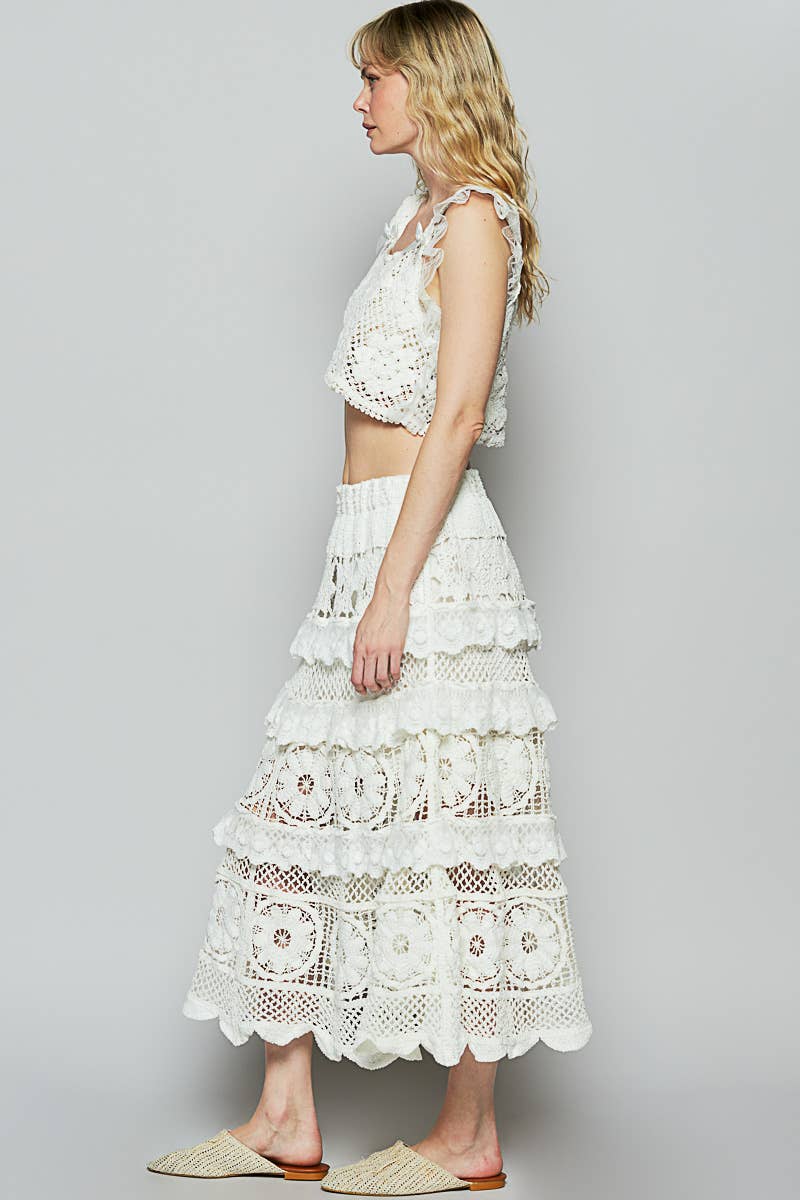 Stella Crochet Lace Ruffle Skirt - ivyandlavyboutique Pol Clothing