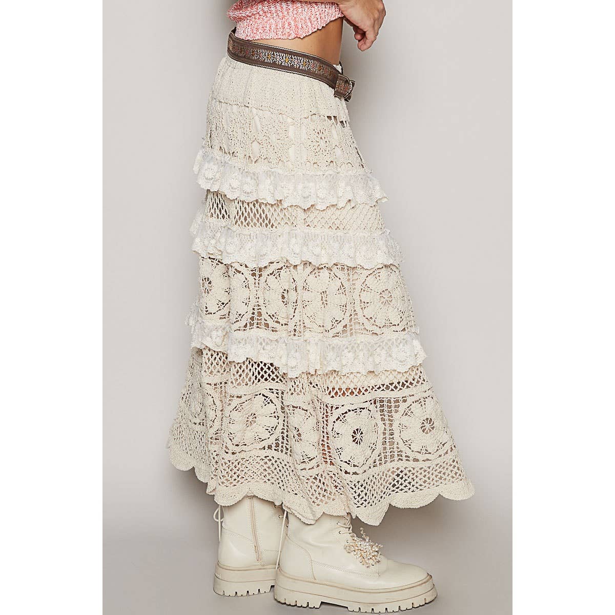 Stella Crochet Lace Ruffle Skirt - ivyandlavyboutique Pol Clothing