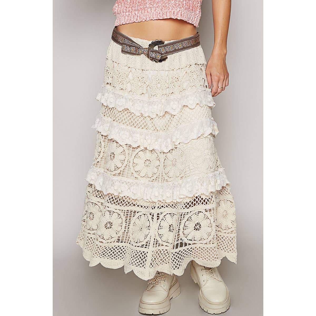 Stella Crochet Lace Ruffle Skirt - ivyandlavyboutique Pol Clothing