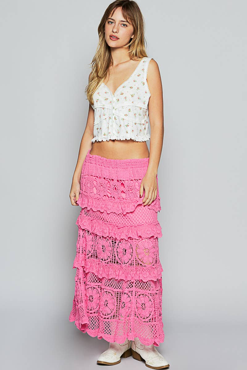 Stella Crochet Lace Ruffle Skirt - ivyandlavyboutique Pol Clothing