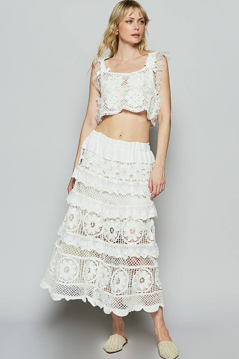 Stella Crochet Lace Ruffle Skirt - ivyandlavyboutique Pol Clothing