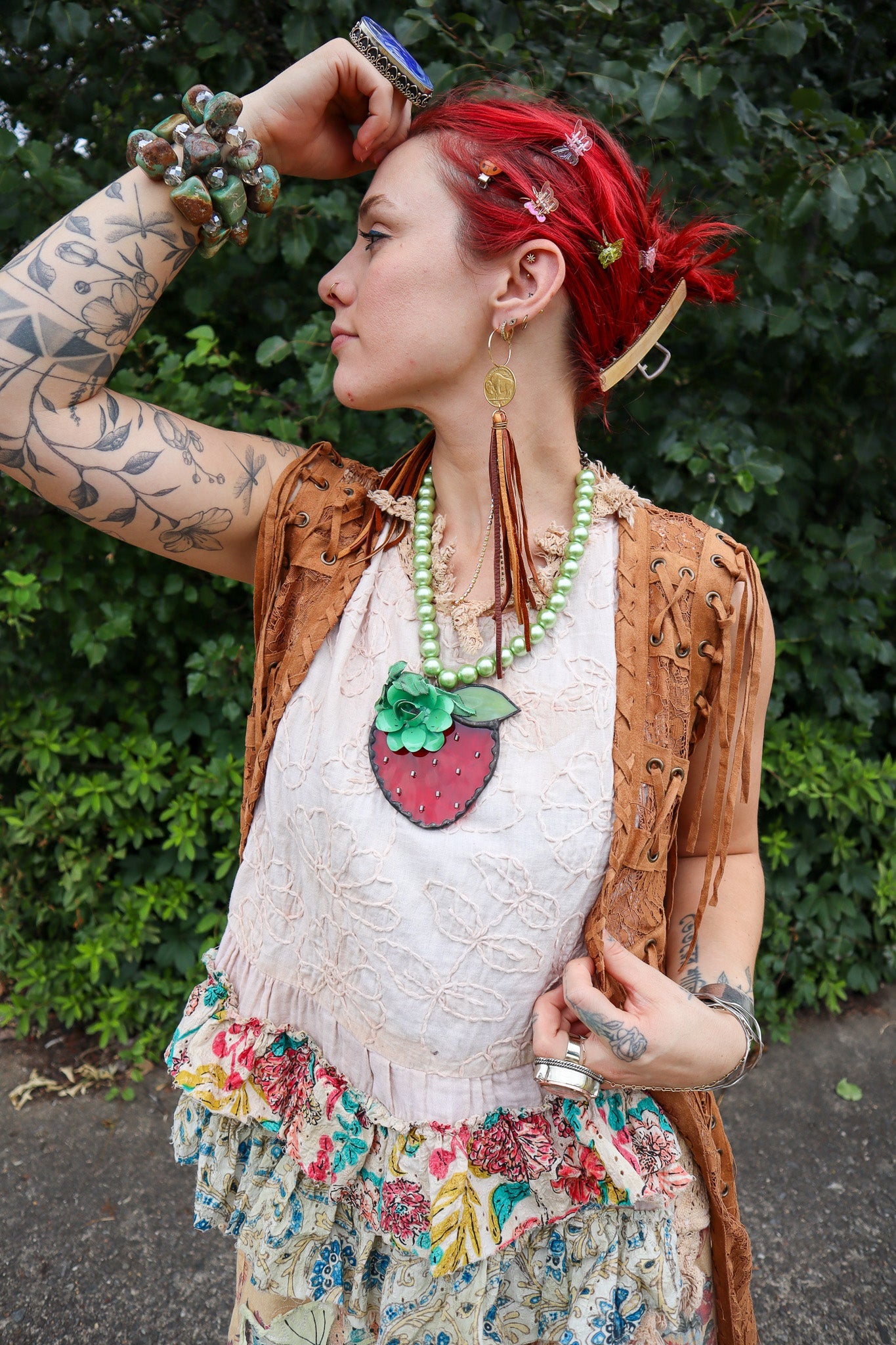 Strawberry Madness Glass Necklace - ivyandlavyboutique ivyandlavyboutique