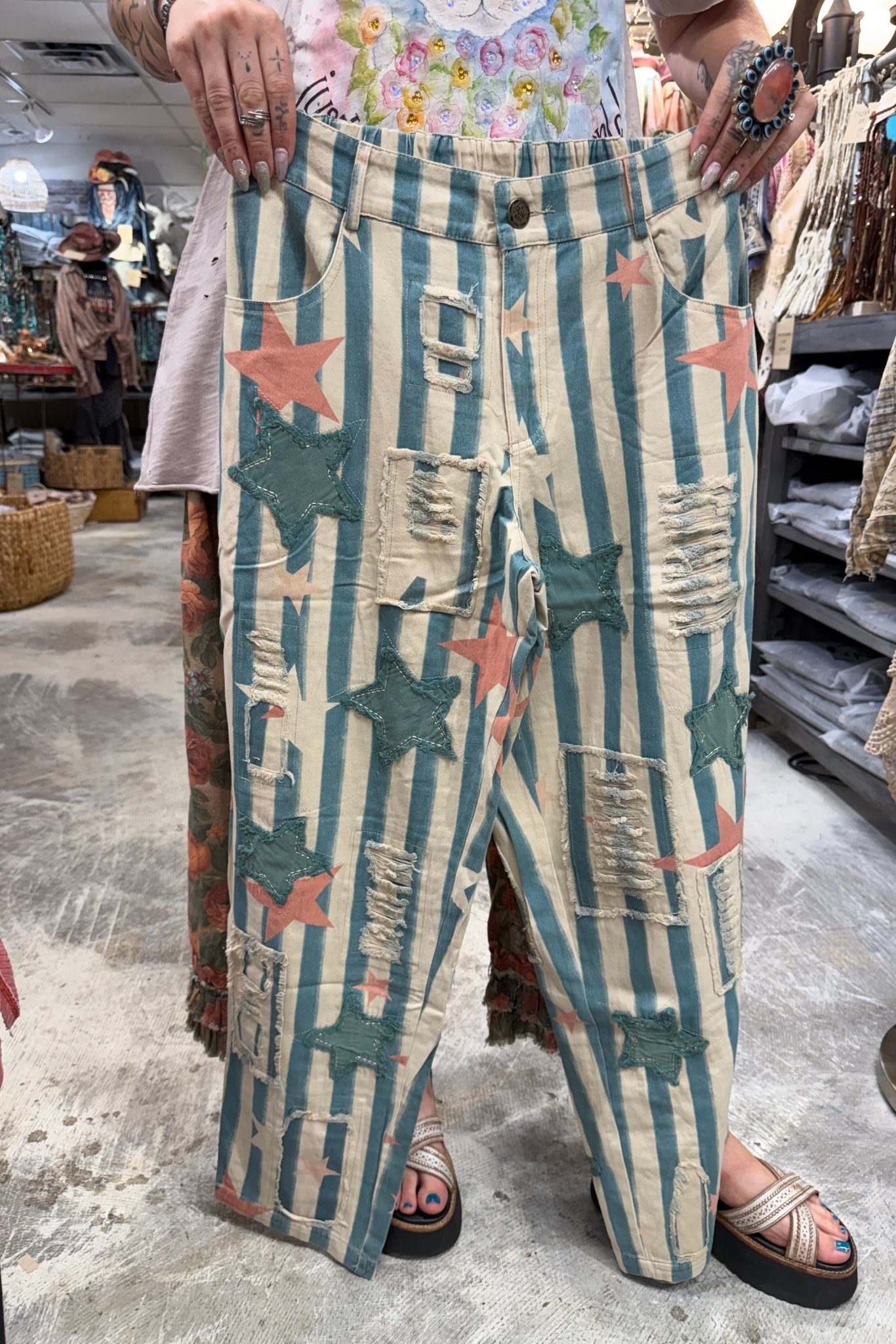 Stripes And Stars Pants - ivyandlavyboutique A Rare Bird Shop