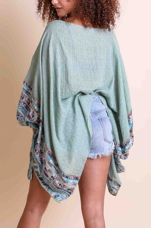 Summer Night Embroidered Sleeve Kimono - ivyandlavyboutique Leto Accessories