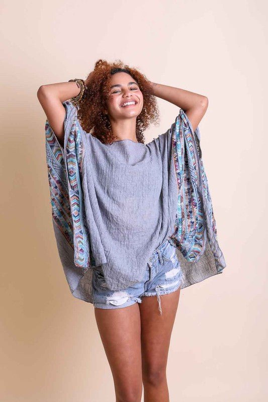 Summer Night Embroidered Sleeve Kimono - ivyandlavyboutique Leto Accessories