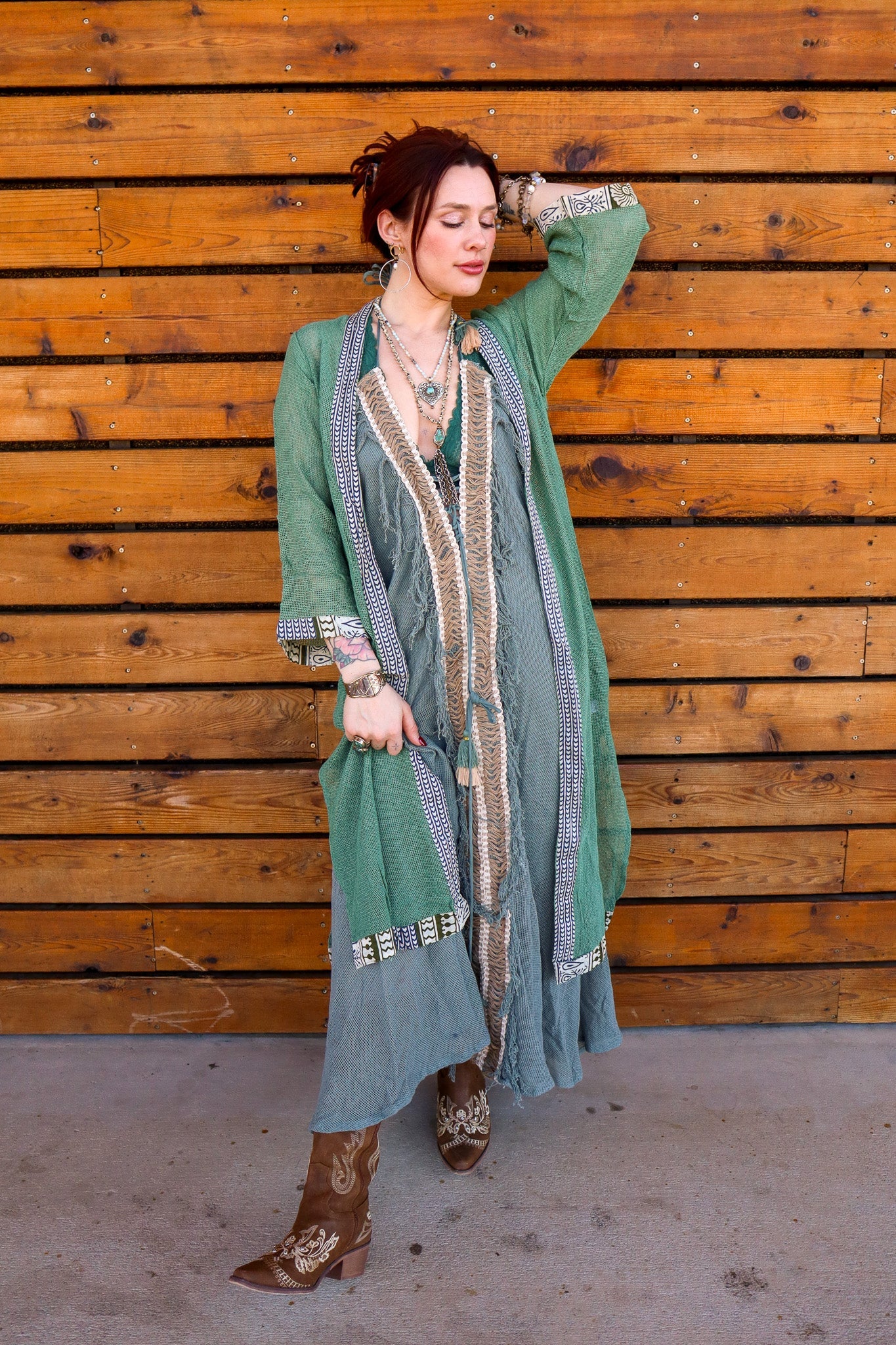 Summer Sunshine Beached Mesh Cotton Tie Neck Maxi w/ Open Back - ivyandlavyboutique Karma Highway