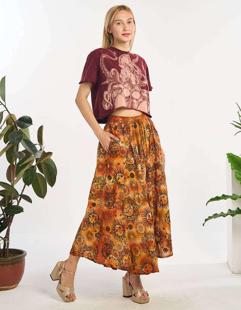 Sun & Moon Skirt RUST - ivyandlavyboutique Kathmandu Imports