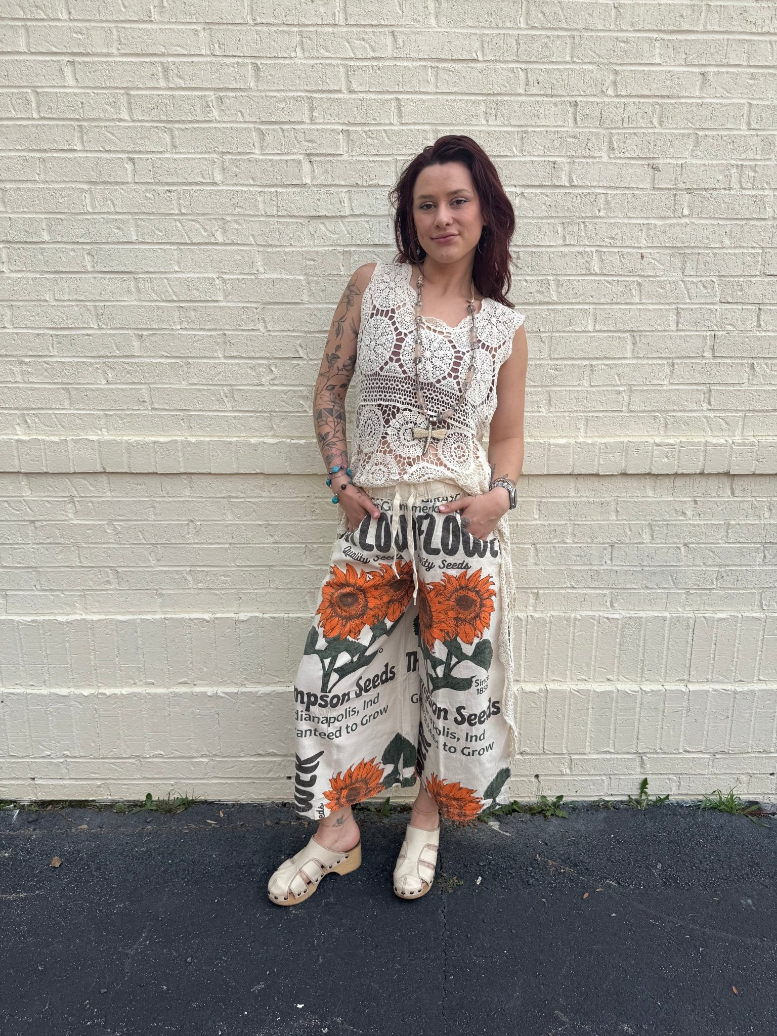 Sunflower Boho Cotton Culotte Capri Pull On Pant - ivyandlavyboutique Kathmandu Imports