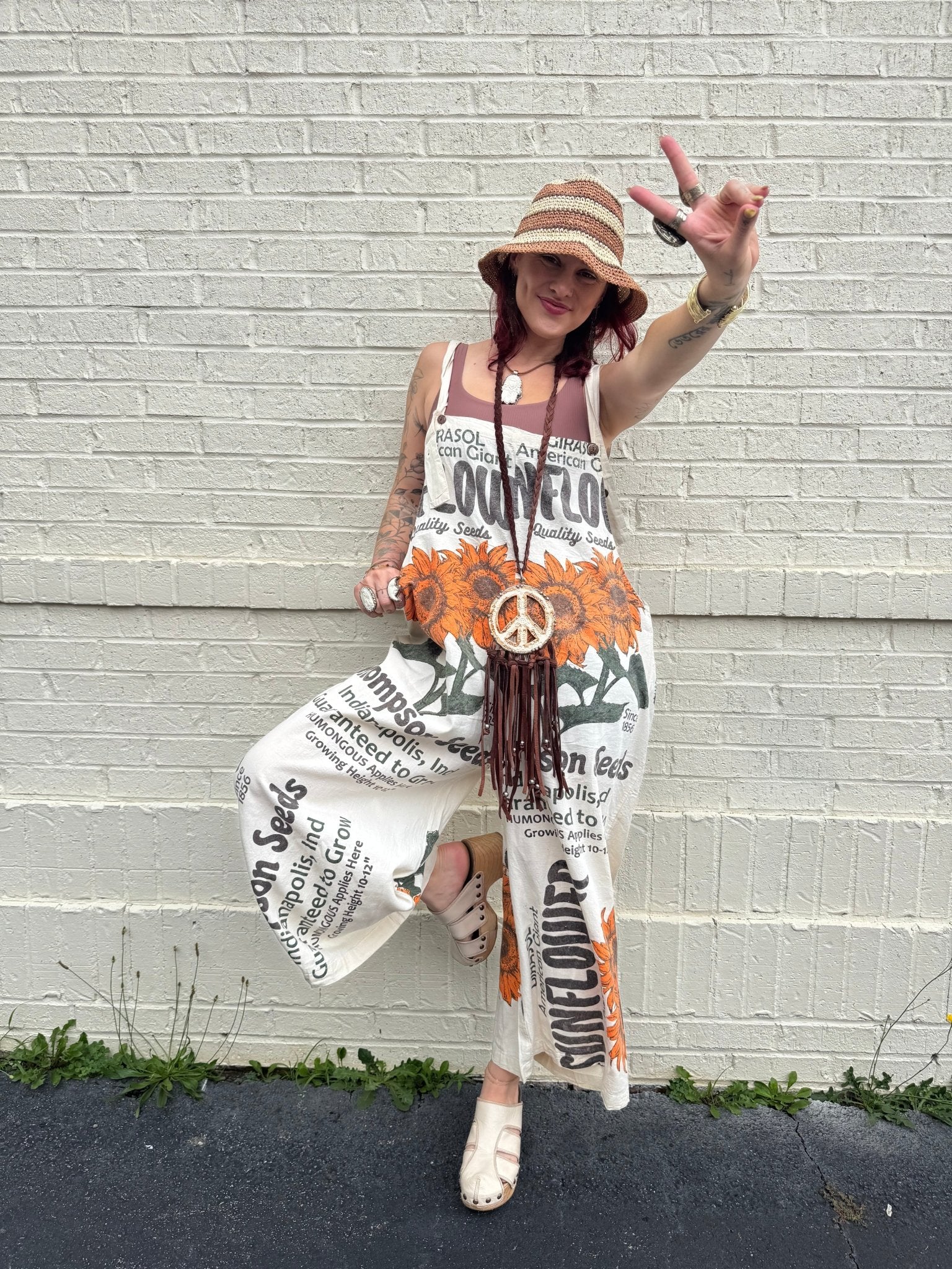 Sunflower Jumpsuit Flour Sack - ivyandlavyboutique Kathmandu Imports