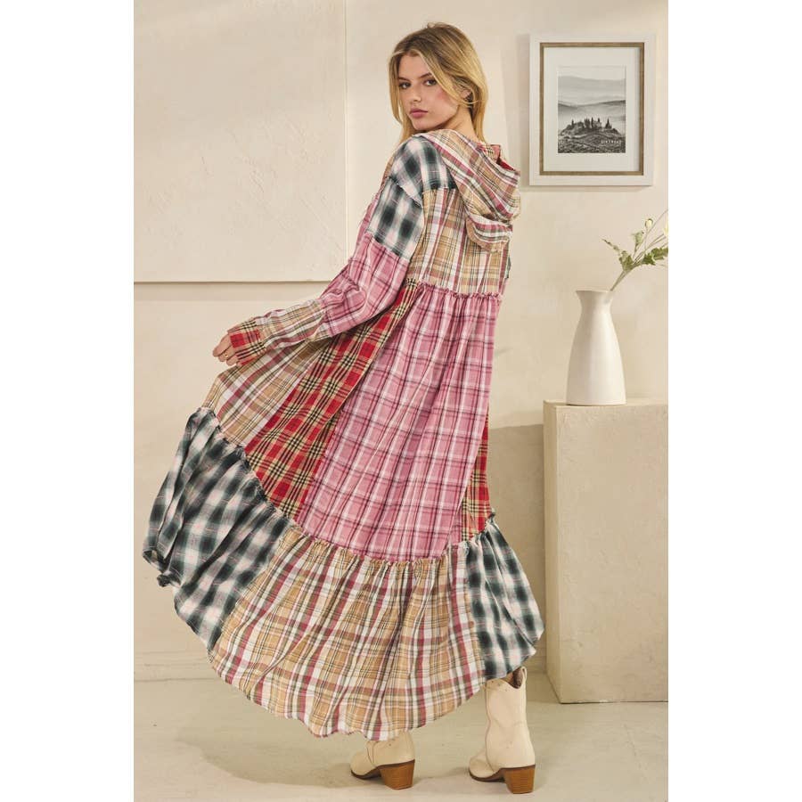 Sweet Fall Night Flannel Duster w/ Front Tie - ivyandlavyboutique Oli&Hali