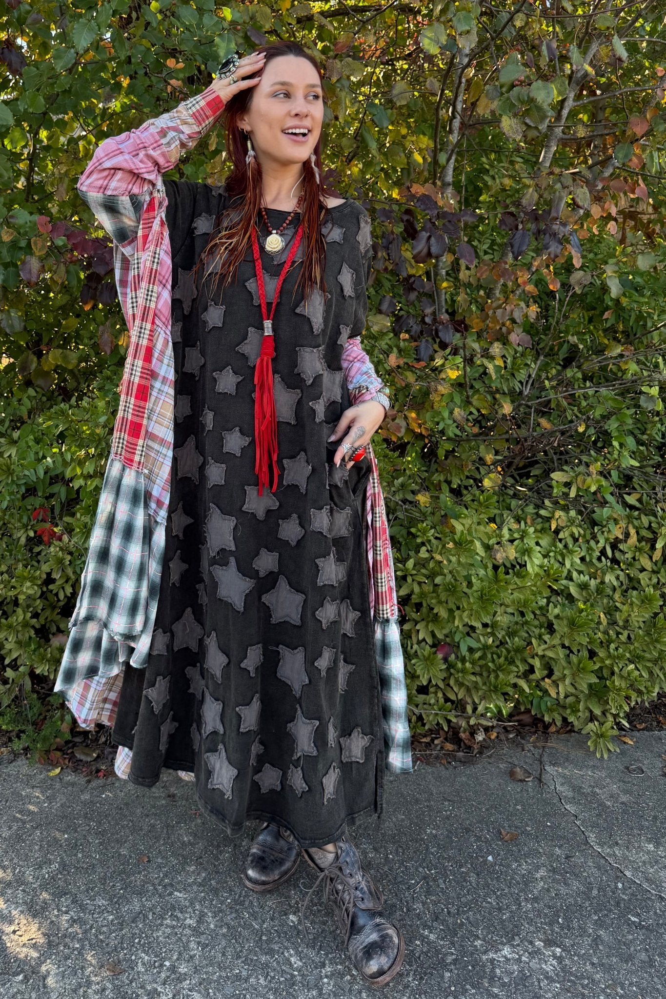 Sweet Fall Night Flannel Duster w/ Front Tie - ivyandlavyboutique Oli&Hali