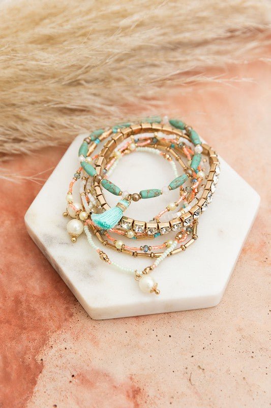 Sweet Pastel Studded Beads Layered Bracelet - ivyandlavyboutique Leto Accessories