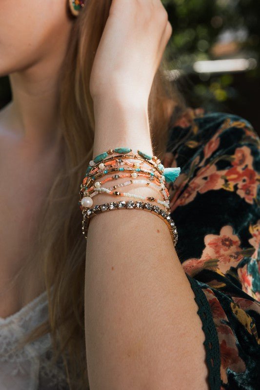 Sweet Pastel Studded Beads Layered Bracelet - ivyandlavyboutique Leto Accessories