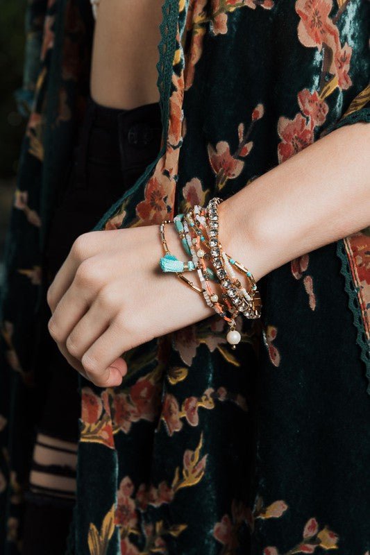 Sweet Pastel Studded Beads Layered Bracelet - ivyandlavyboutique Leto Accessories