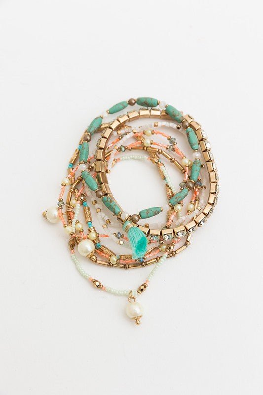 Sweet Pastel Studded Beads Layered Bracelet - ivyandlavyboutique Leto Accessories
