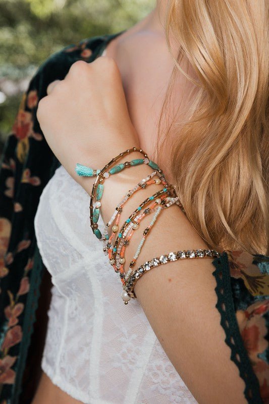 Sweet Pastel Studded Beads Layered Bracelet - ivyandlavyboutique Leto Accessories