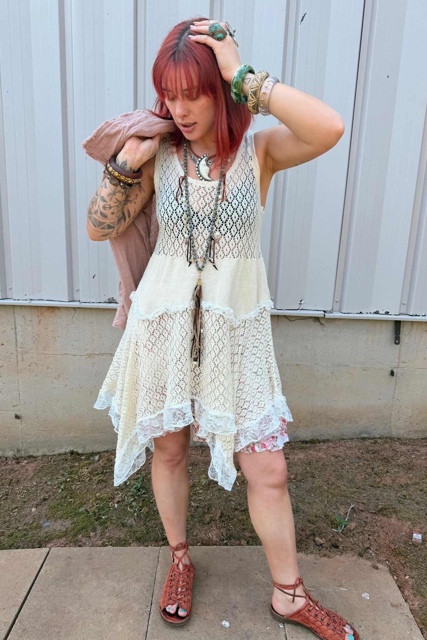 SweetDreams Fitted Cotton Weaving Ruffle Dress - ivyandlavyboutique Pol Clothing