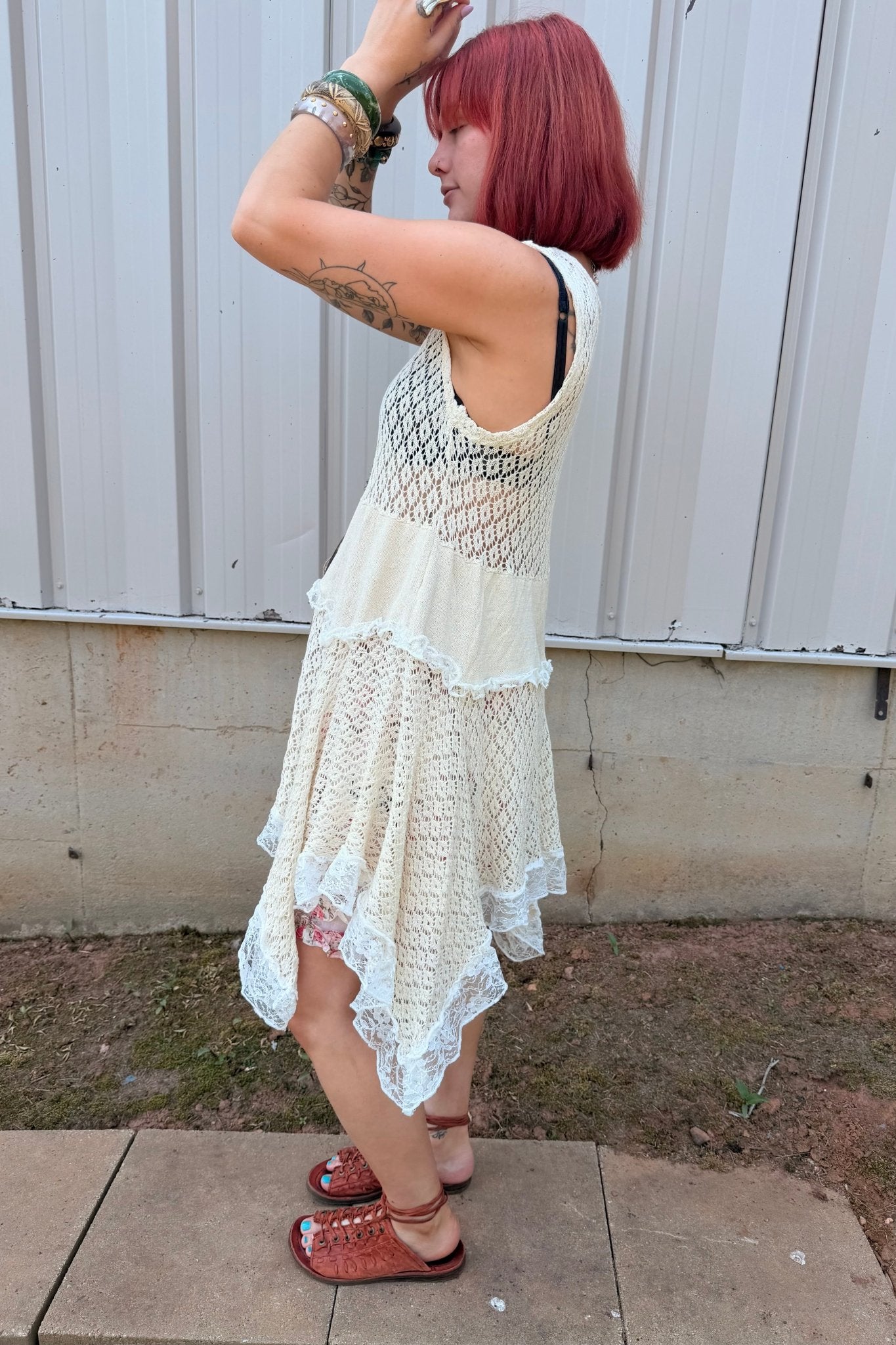 SweetDreams Fitted Cotton Weaving Ruffle Dress - ivyandlavyboutique Pol Clothing
