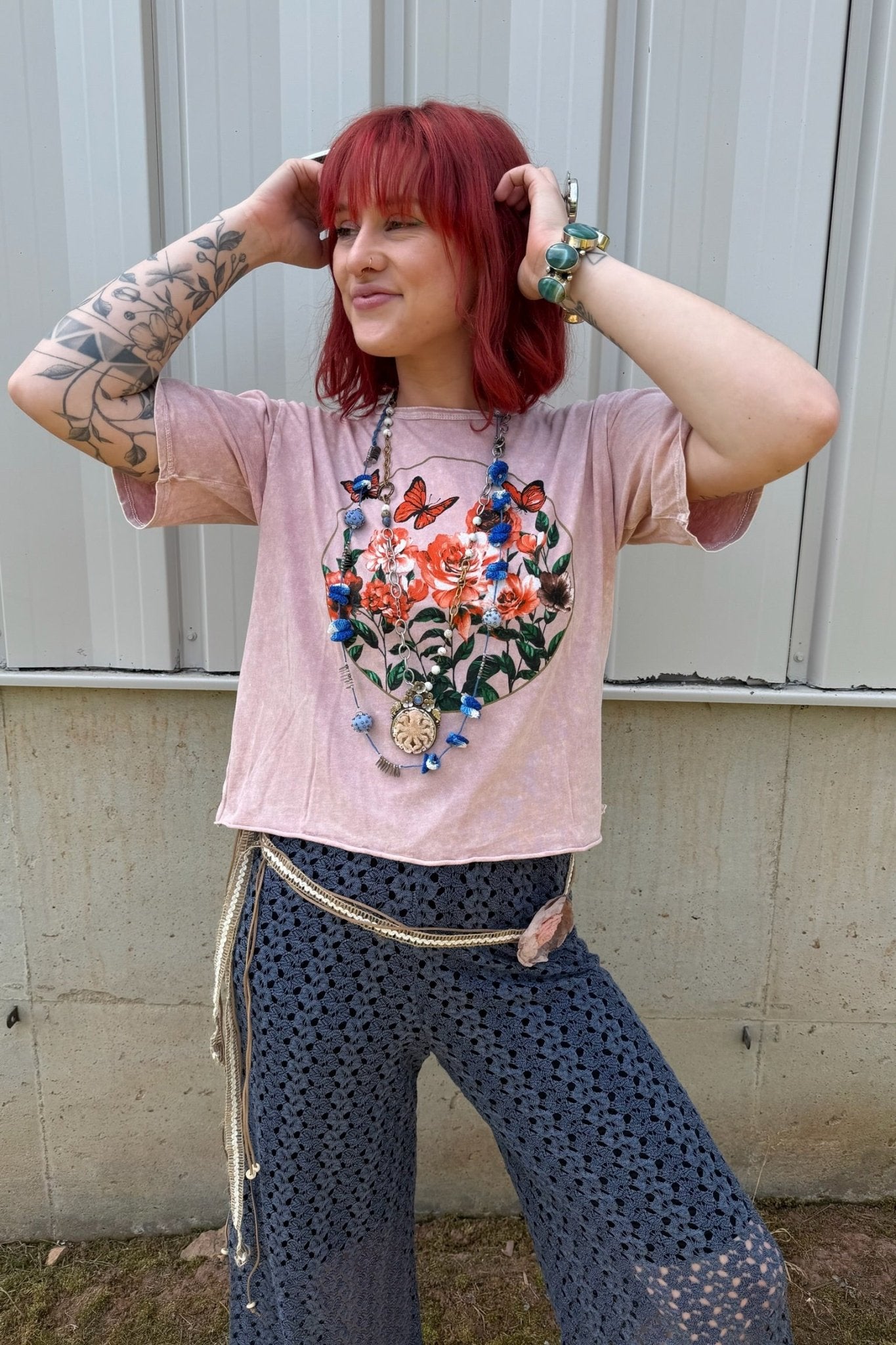Swing Tee Butterflies & Roses - ivyandlavyboutique Caution to the wind
