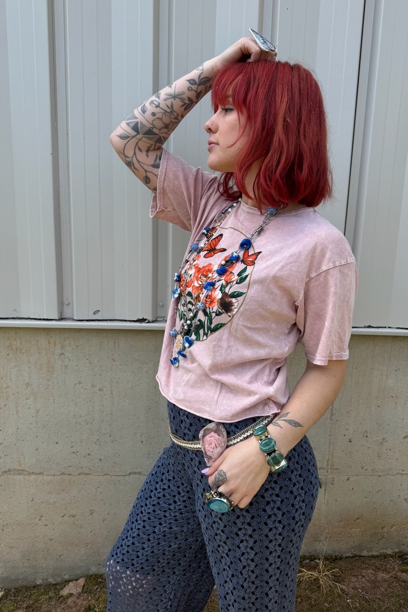 Swing Tee Butterflies & Roses - ivyandlavyboutique Caution to the wind