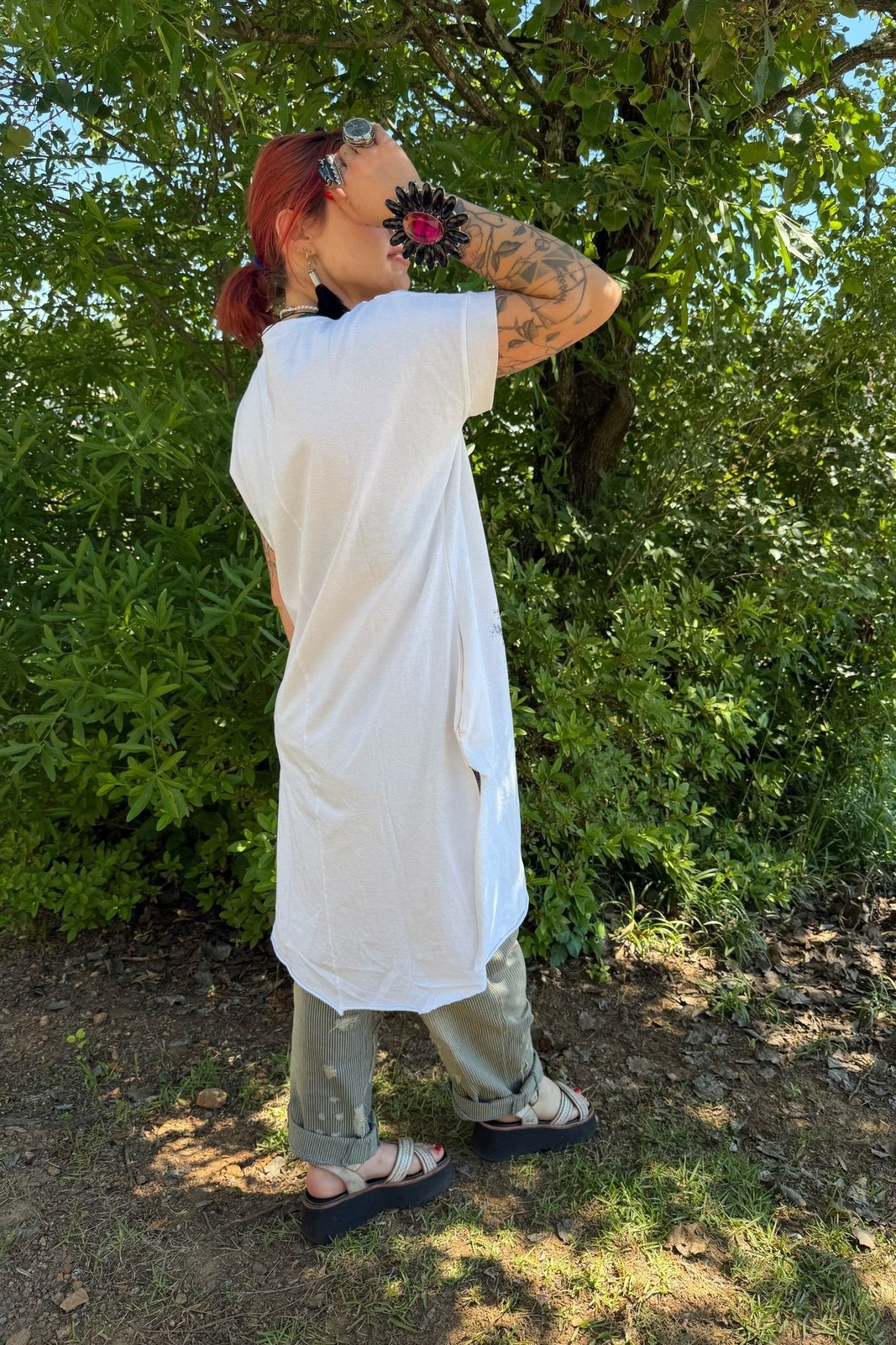 T-Shirt Dress with Kitschy Meow Smoking Cat - ivyandlavyboutique LeParisPetit by I Love Linen