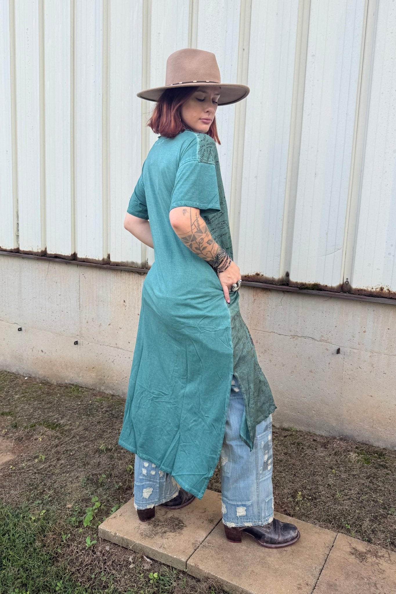 T-Shirt Dress with Map Print of Geronimo Conference - ivyandlavyboutique LeParisPetit by I Love Linen