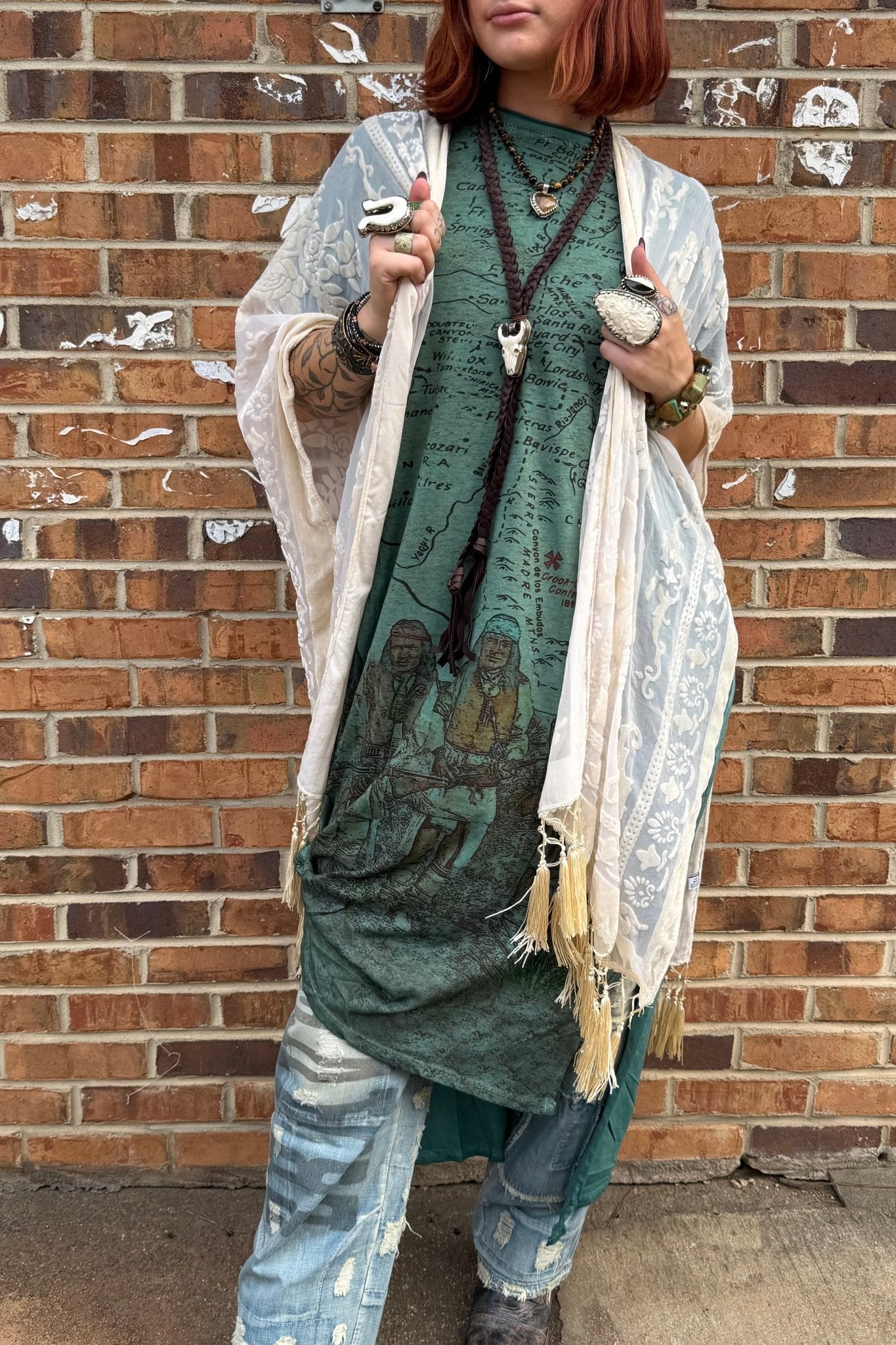 T-Shirt Dress with Map Print of Geronimo Conference - ivyandlavyboutique LeParisPetit by I Love Linen