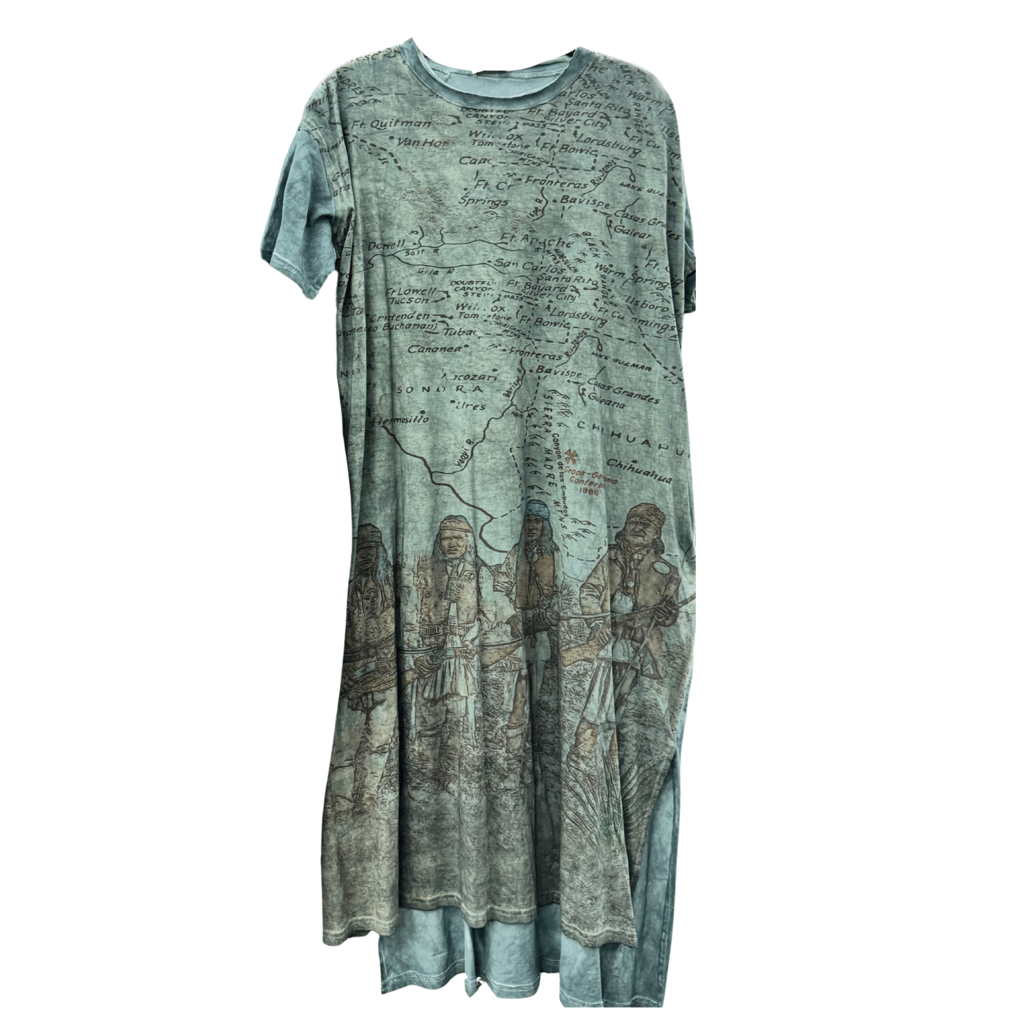 T-Shirt Dress with Map Print of Geronimo Conference - ivyandlavyboutique LeParisPetit by I Love Linen