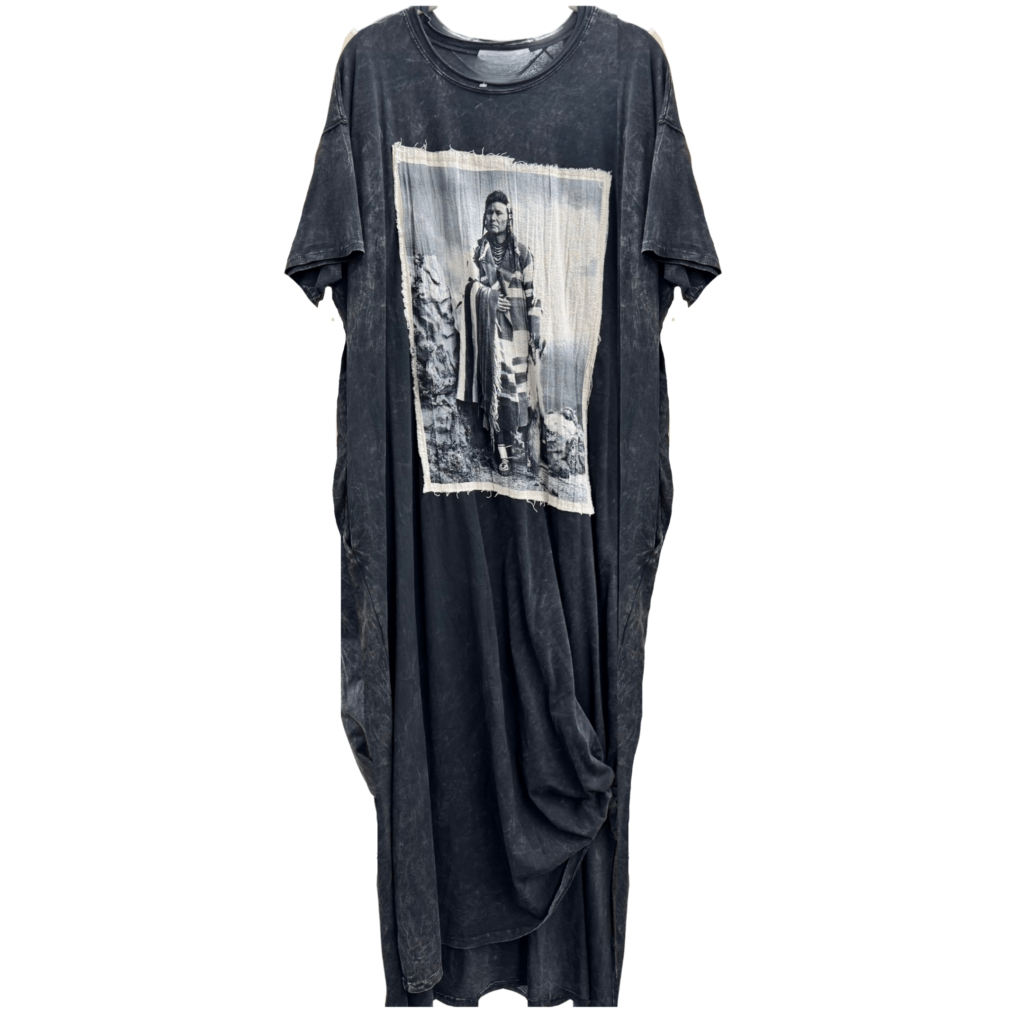 T-Shirt Dress with Patchwork Print of Chief Joseph - ivyandlavyboutique LeParisPetit by I Love Linen