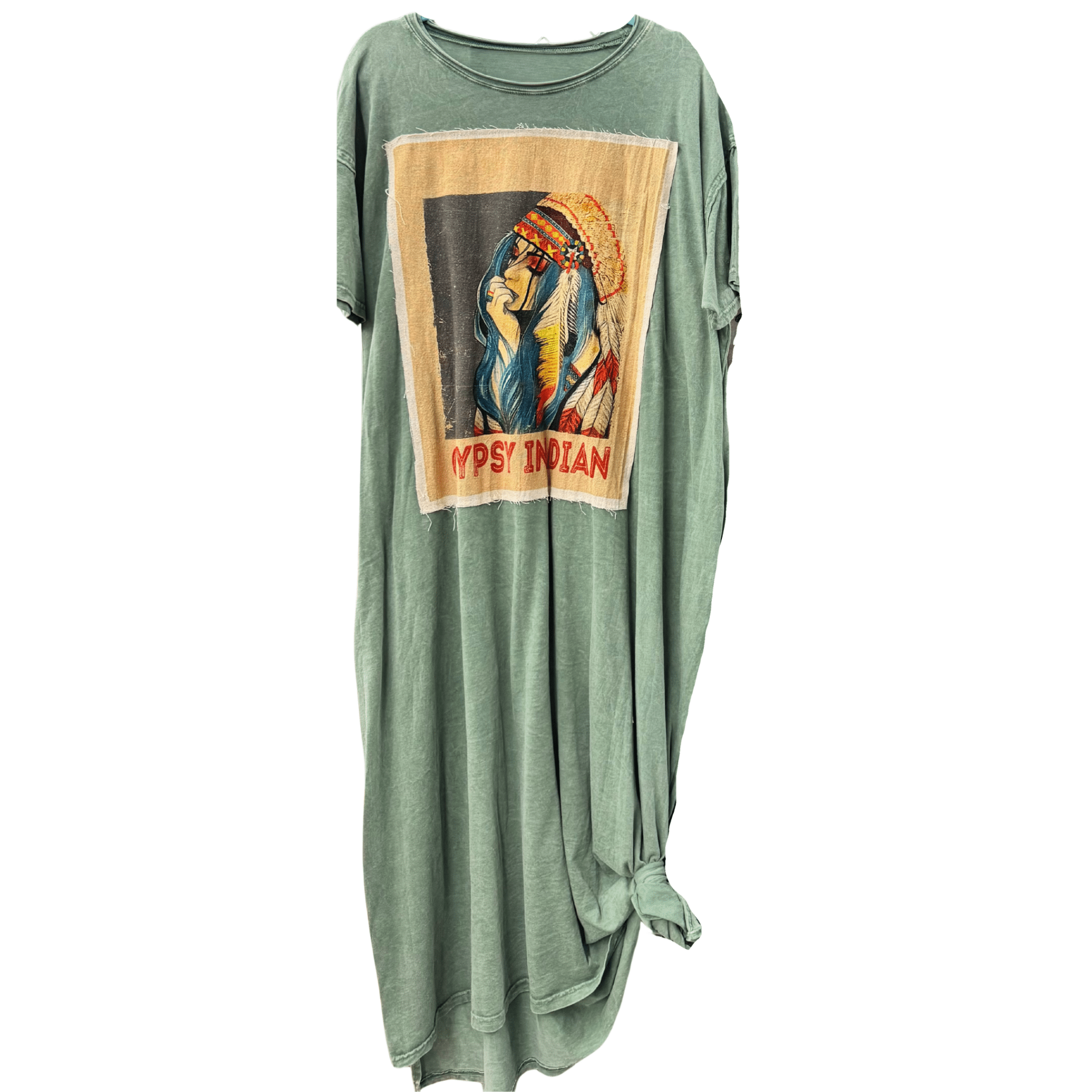 T-Shirt Dress with Patchwork Print of Gypsy Indian - ivyandlavyboutique LeParisPetit by I Love Linen