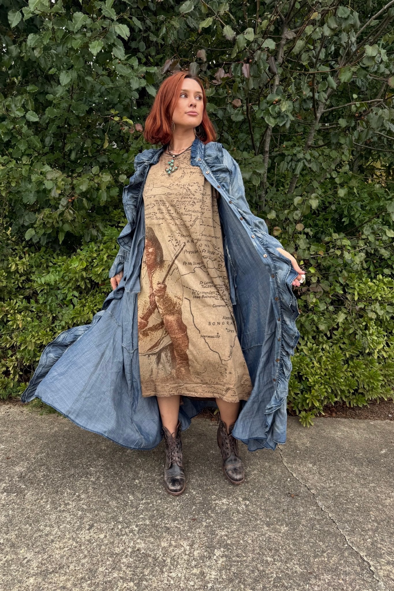 T-Shirt Dress with Print of Geronimo - ivyandlavyboutique LeParisPetit by I Love Linen