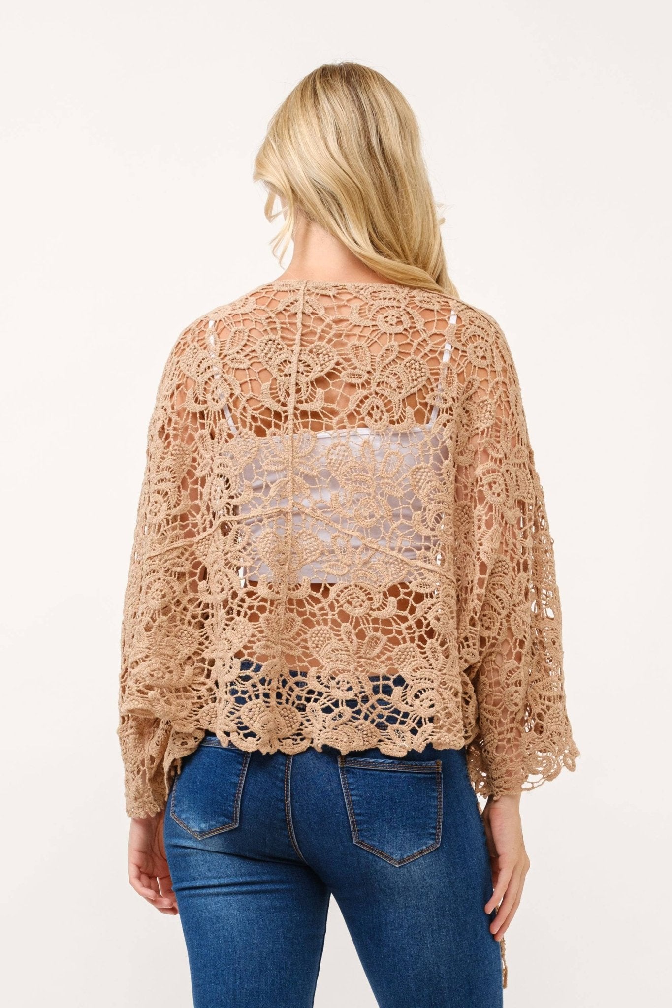 Talita Crochet Mocha Kimono Wrap - ivyandlavyboutique Raj Trading & Imports (USA) Inc.