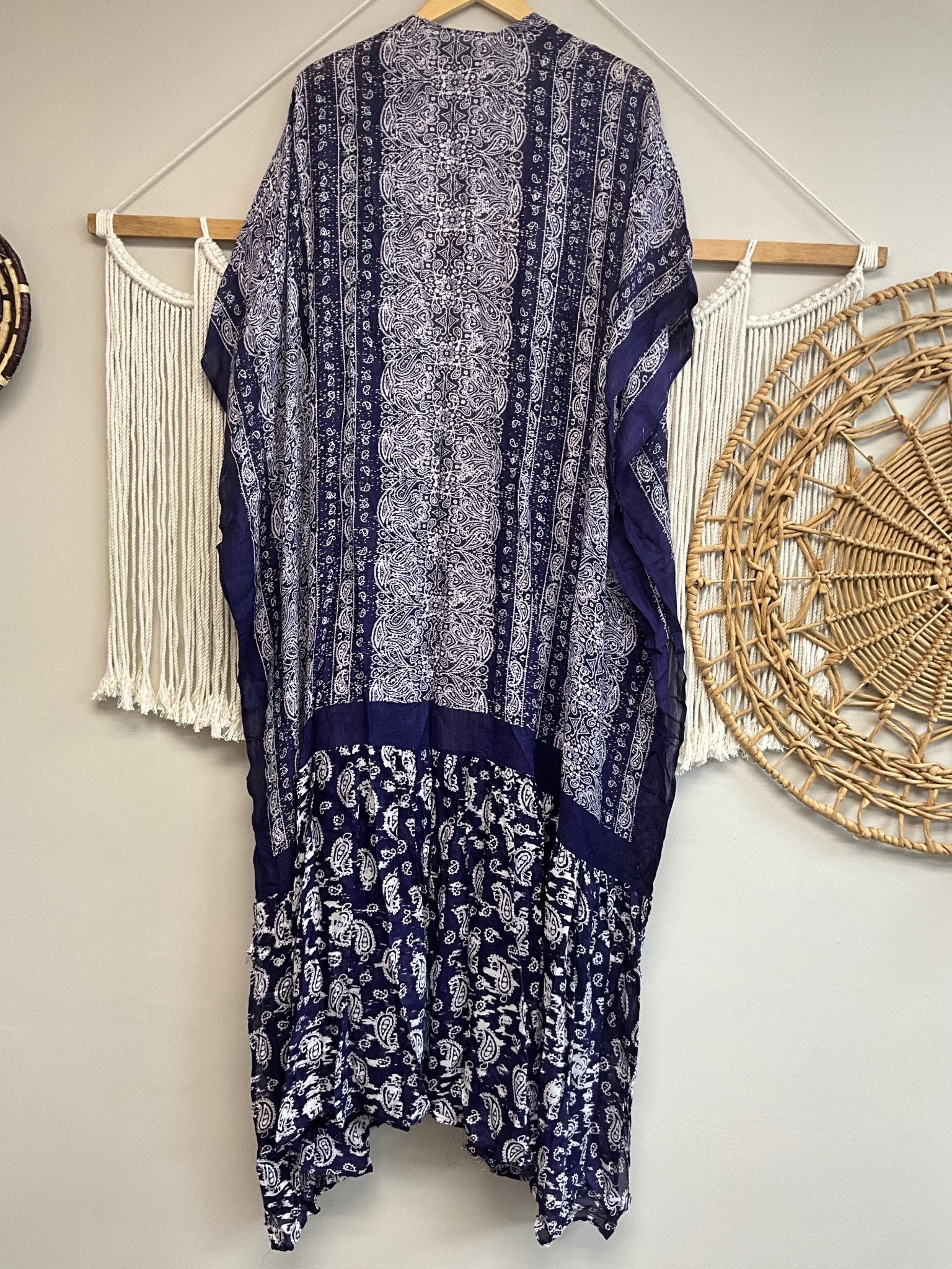 Tapestry Kimono Blue full length SALE - ivyandlavyboutique ivyandlavyboutique