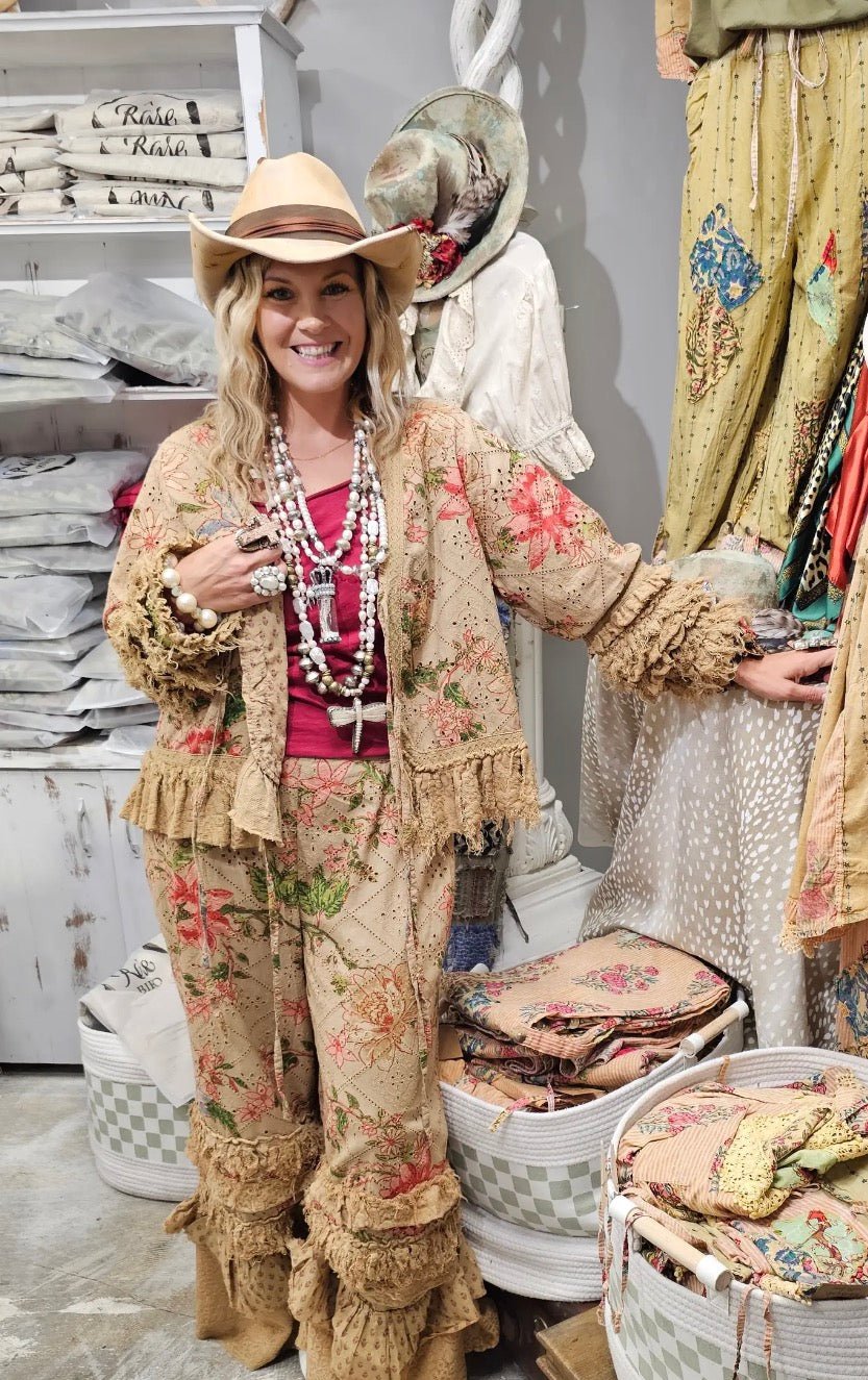 Tattered Flowers Jacket - Boho Wanderlust Boutique A Rare Bird Shop