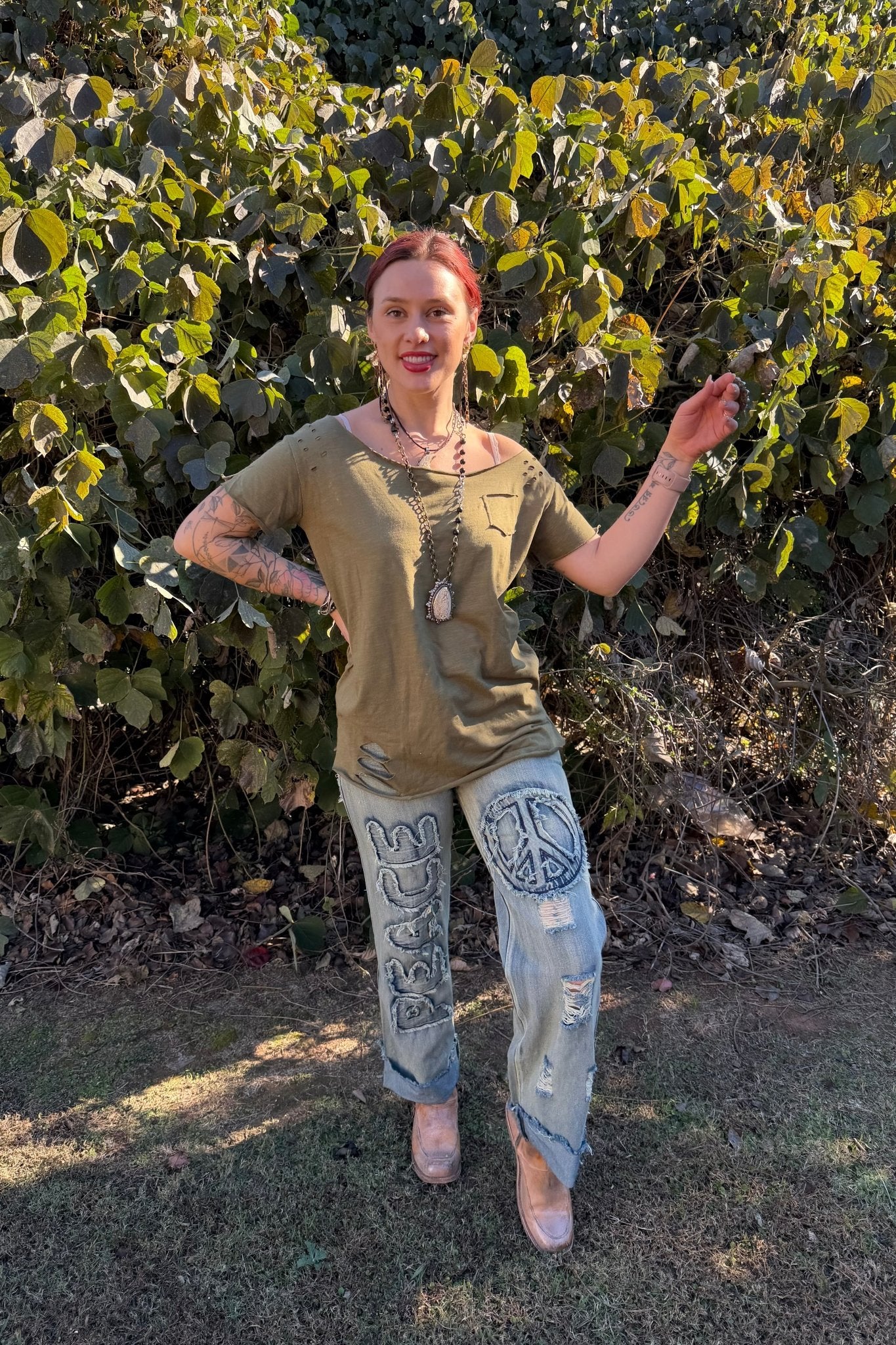 Tattered Vintage Tee in Olive - ivyandlavyboutique A Rare Bird Shop