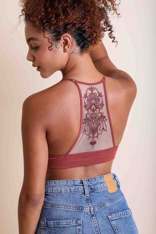 Tattoo Mesh Racerback Bralette - ivyandlavyboutique Leto Accessories