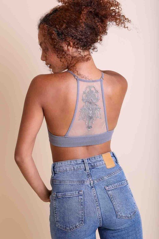 Tattoo Mesh Racerback Bralette - ivyandlavyboutique Leto Accessories