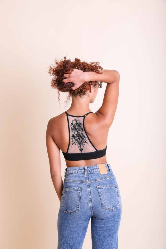 Tattoo Mesh Racerback Bralette - ivyandlavyboutique Leto Accessories