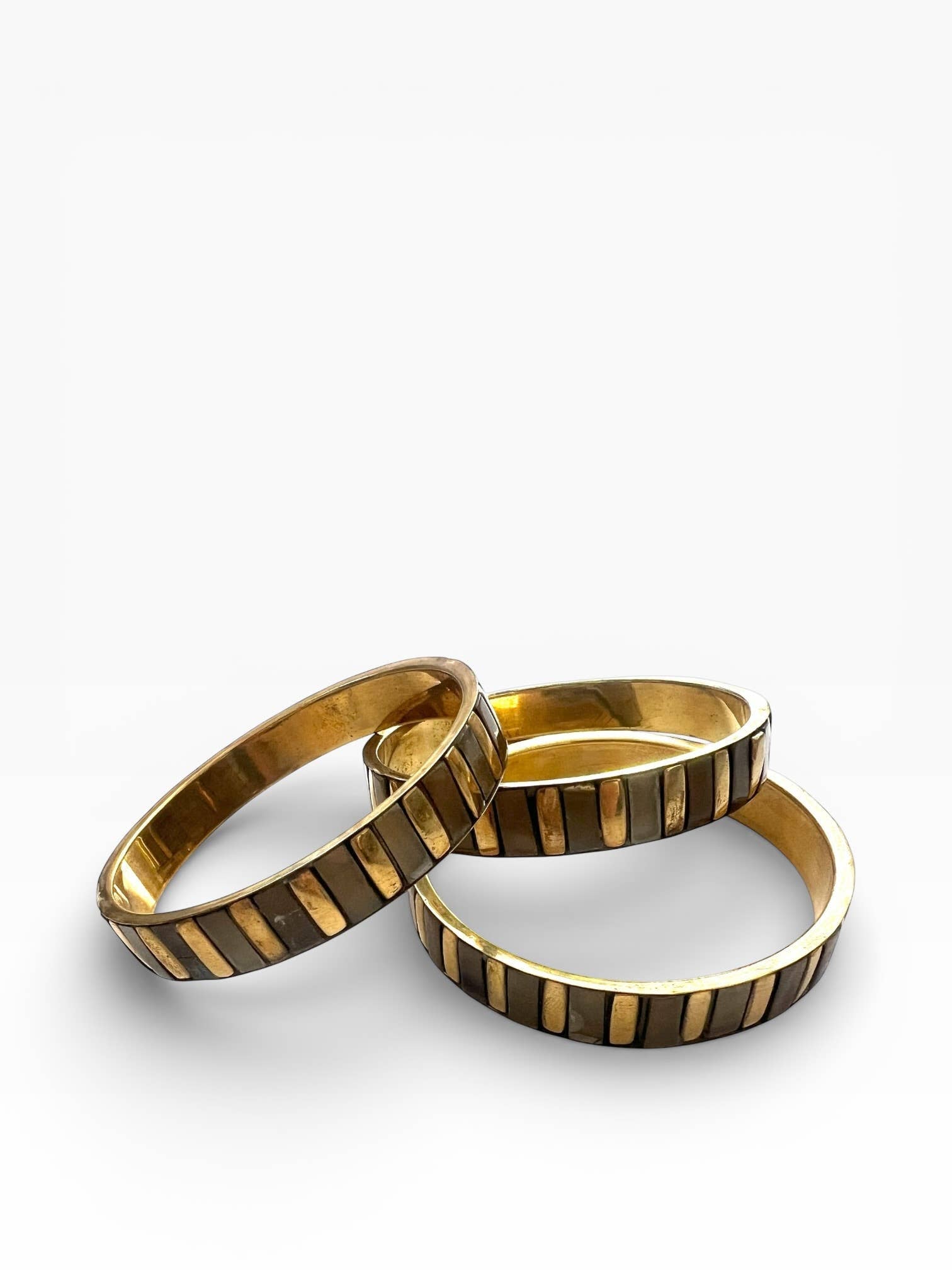 Taupe Horn set in brass bangles - ivyandlavyboutique Erik & Mike