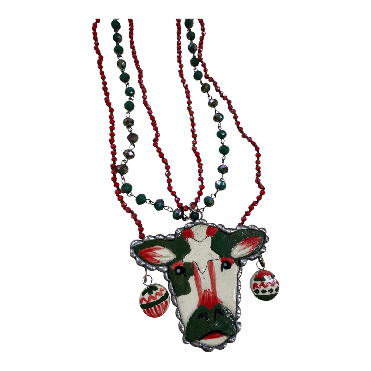 Texas Christmas Cow Necklace - Boho Wanderlust Boutique Art by Amy