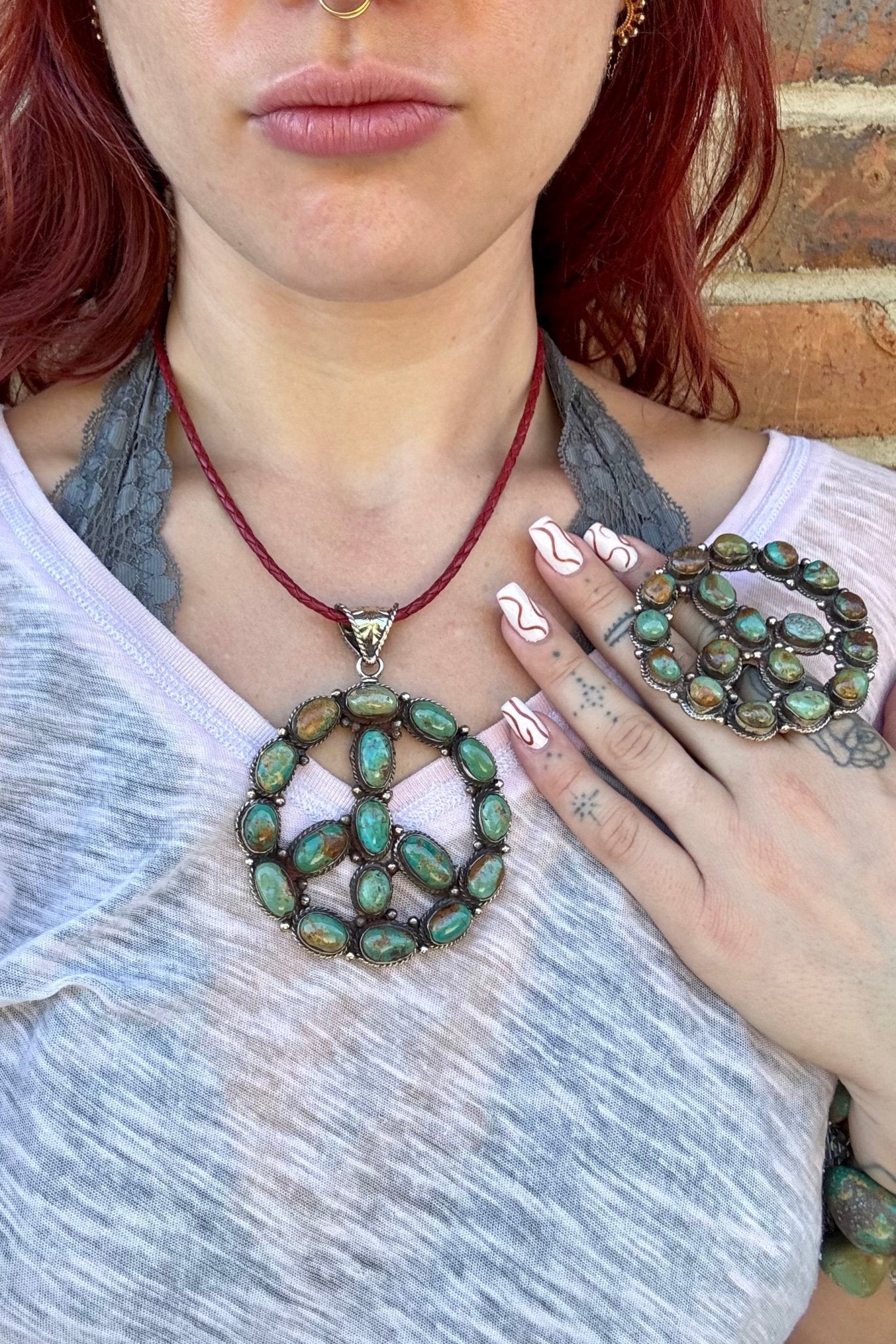 The Big Peace Choker on Leather - ivyandlavyboutique ivyandlavyboutique