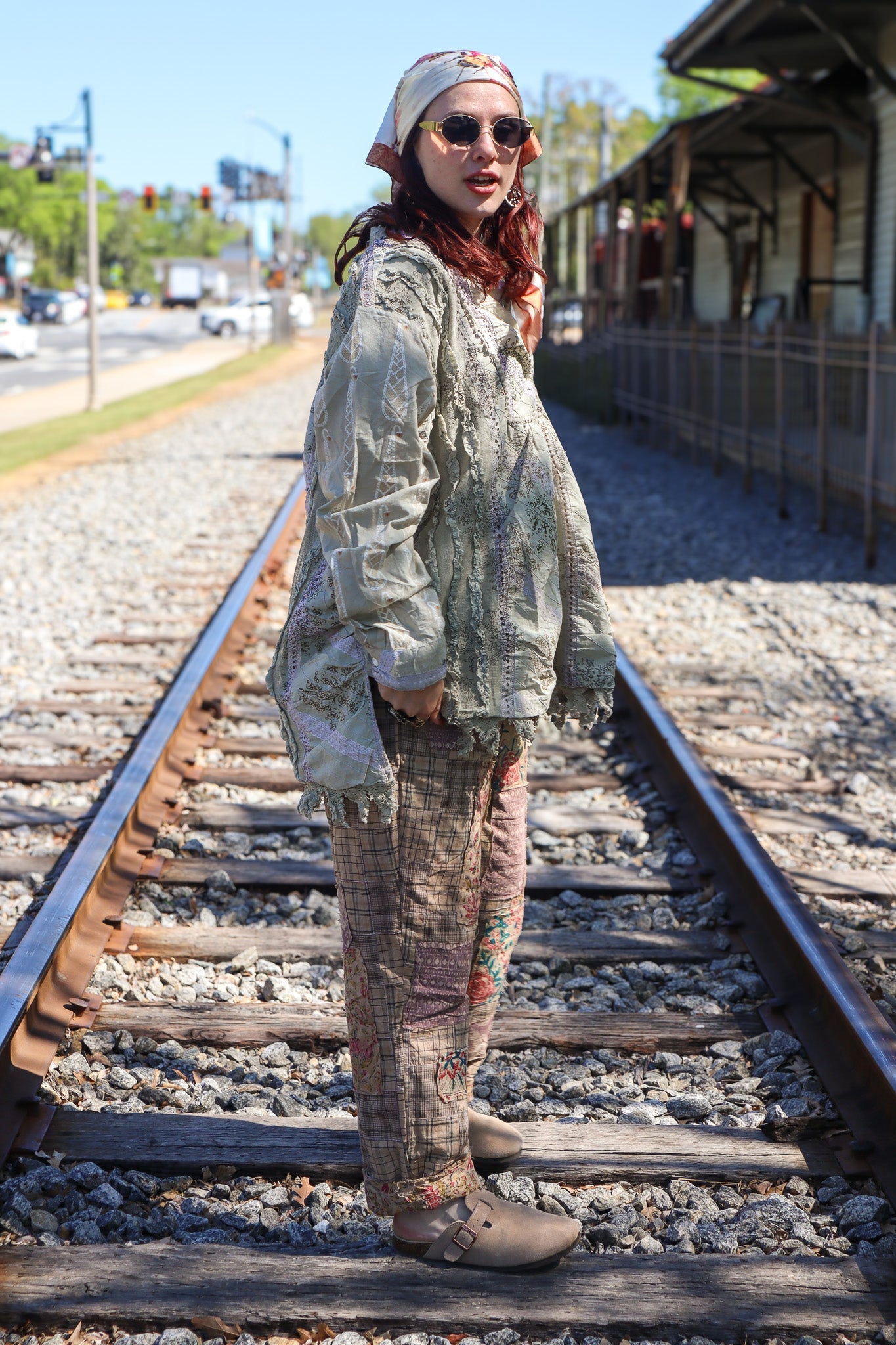 The Boho Traveling on Pants in Taupe Plaid - ivyandlavyboutique Jaded Gypsy