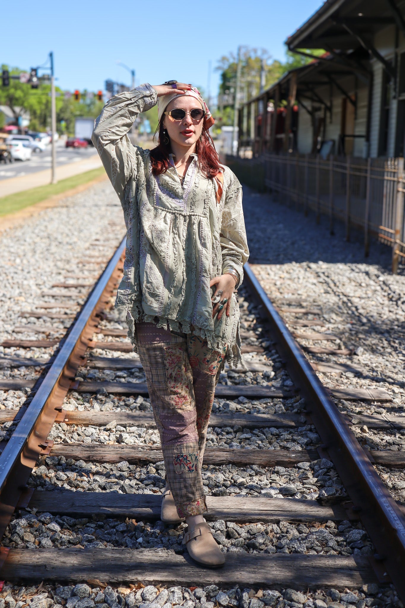 The Boho Traveling on Pants in Taupe Plaid - ivyandlavyboutique Jaded Gypsy