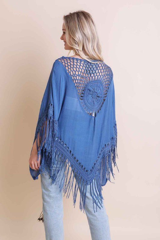 The Brenda Crochet Medallion Tassel Kimono - ivyandlavyboutique Leto Accessories