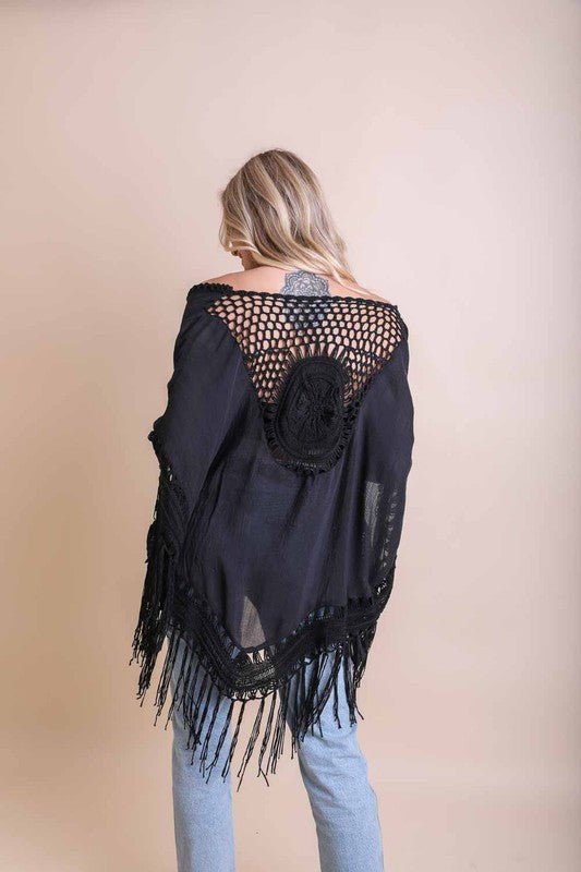 The Brenda Crochet Medallion Tassel Kimono - ivyandlavyboutique Leto Accessories