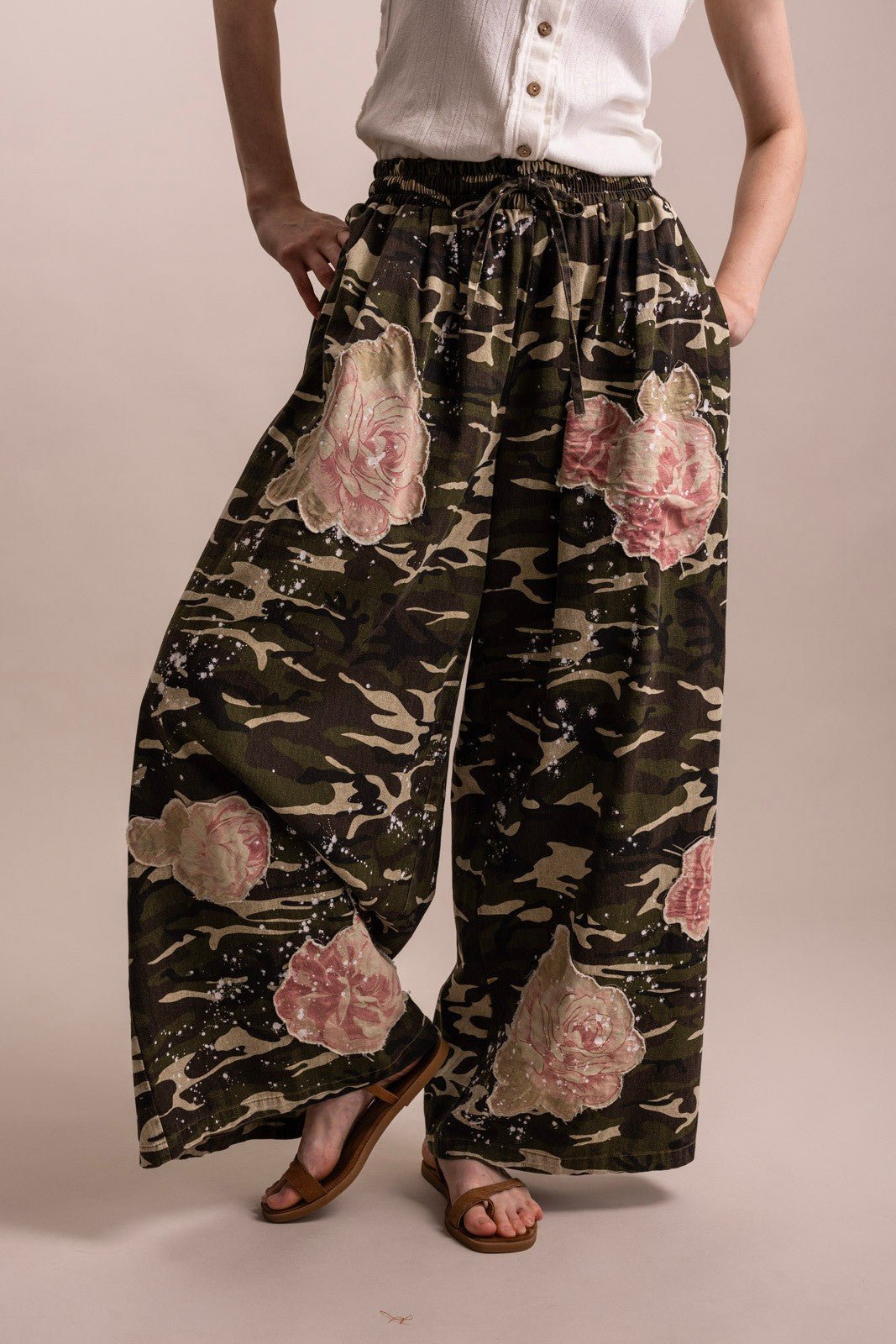 The Camo and Flower Pants - ivyandlavyboutique Blue Velvet