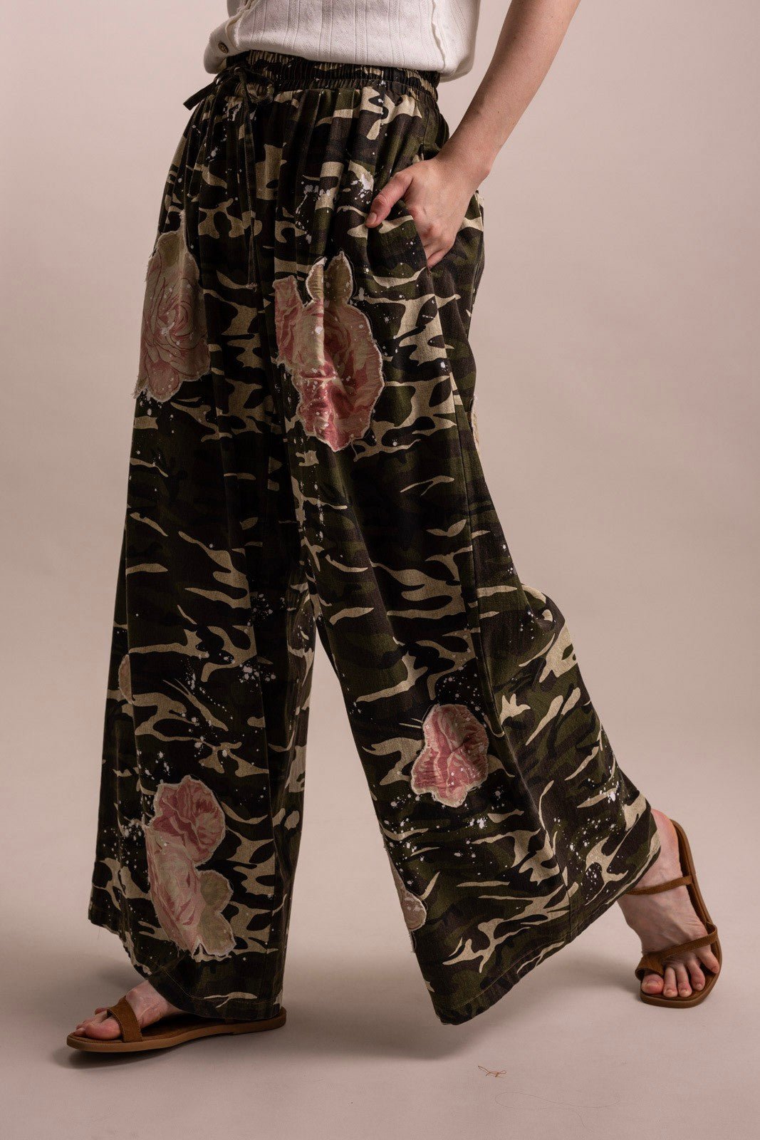 The Camo and Flower Pants - ivyandlavyboutique Blue Velvet