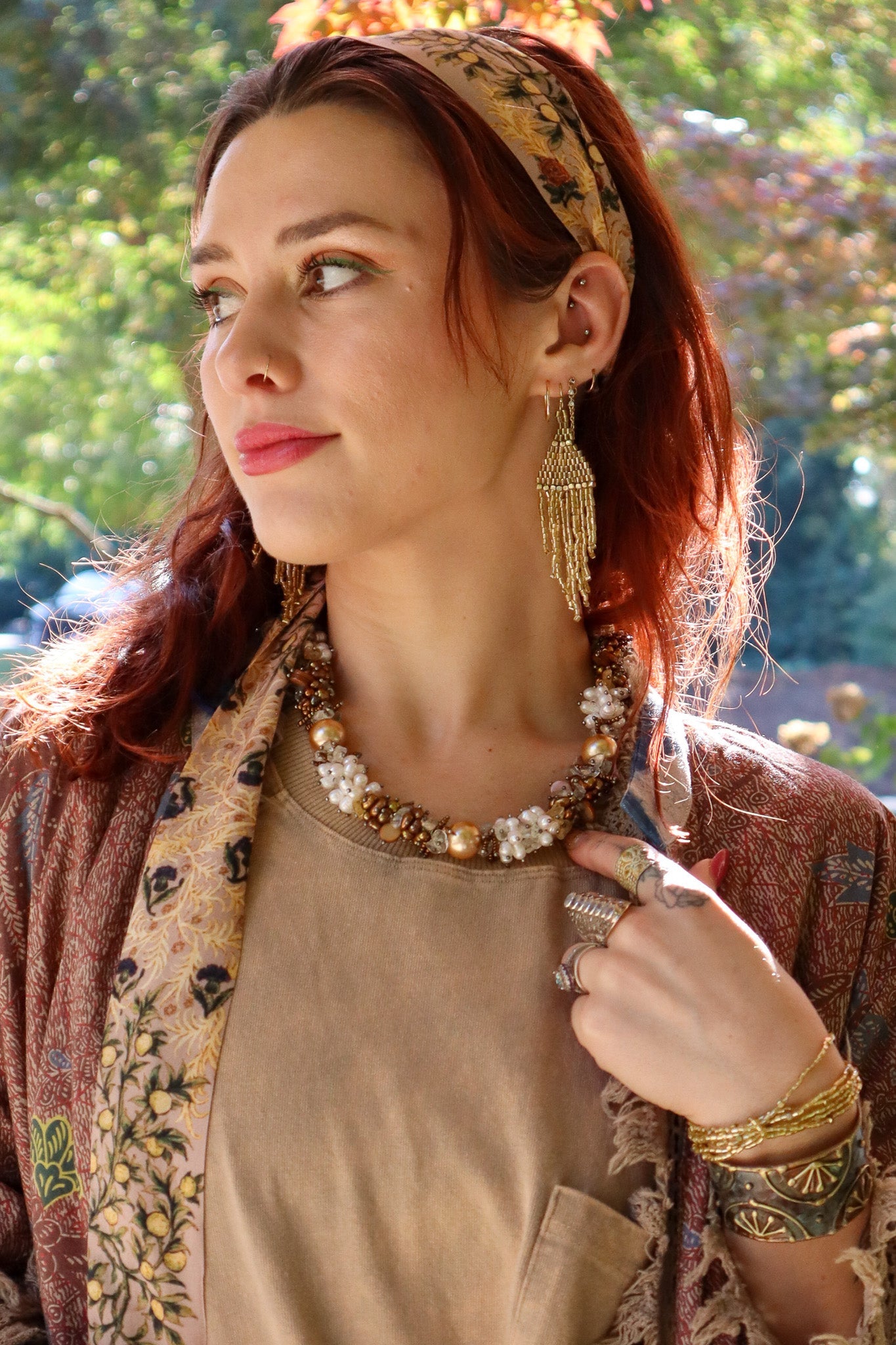 The Chandelier Seedbead Tapered Fringe Earrings Multiple Color Styles - ivyandlavyboutique Anju Jewelry