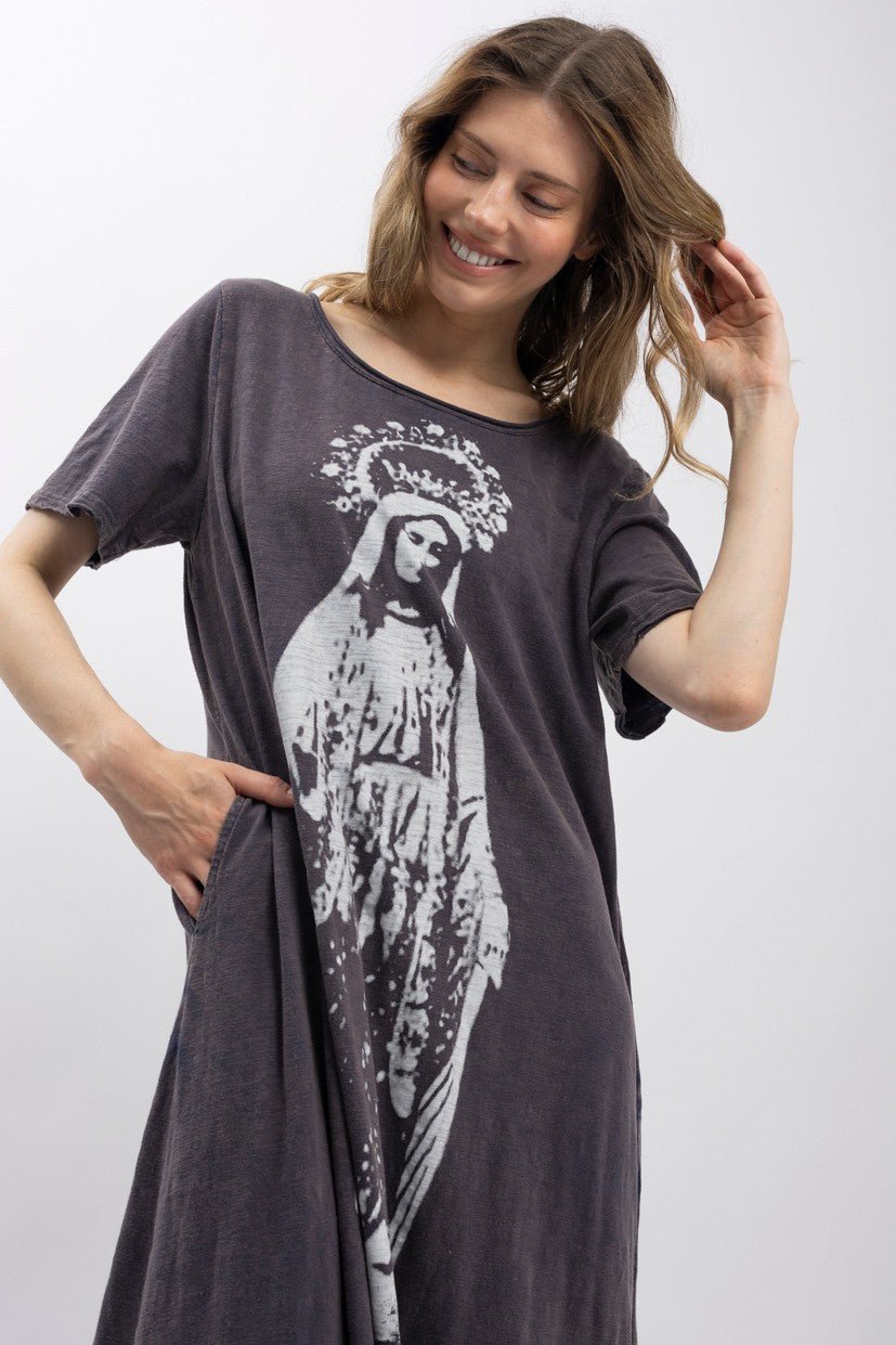 The Crown Of Mary Washed Long Dress in Grey - Boho Wanderlust Boutique Blue Velvet